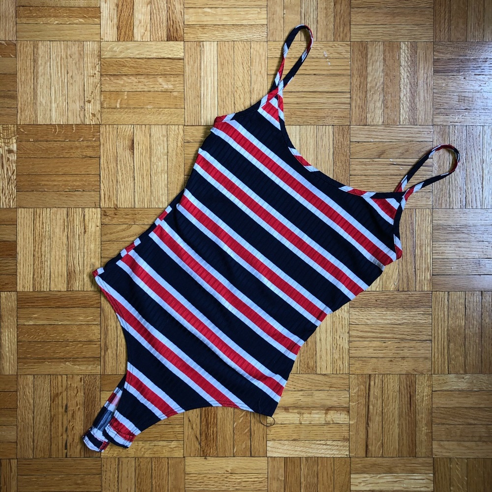 FASHION NOVA | red white and blue thong bodysuit
